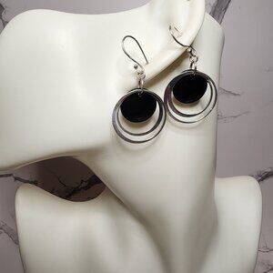 925 Dangle double Hoop Earrings